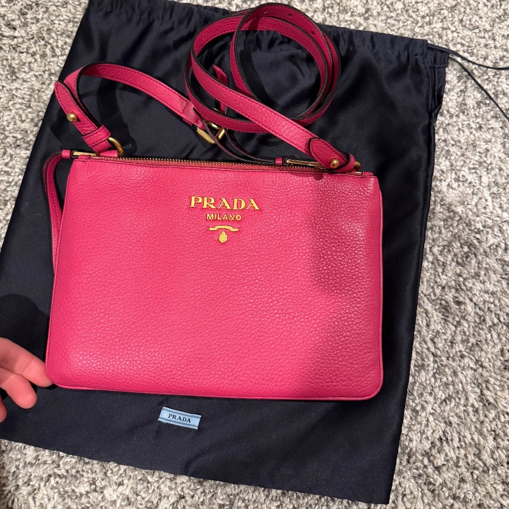 Prada Vitello Phenix Double Zip Crossbody